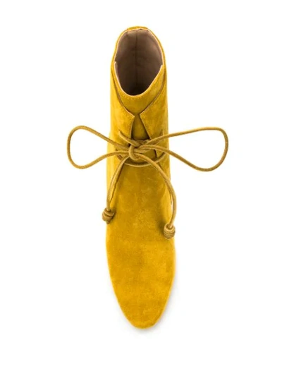 Shop Lanvin 150mm Ankle Lace-up Boots In Yellow
