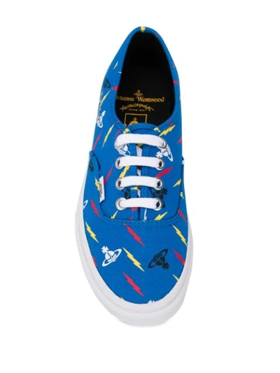 Shop Vans X Vivienne Westwood Authentic Thunderbolt-print Sneakers In Blue