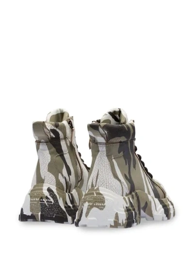 Shop Miu Miu Camouflage Chunky Sole Sneakers In White