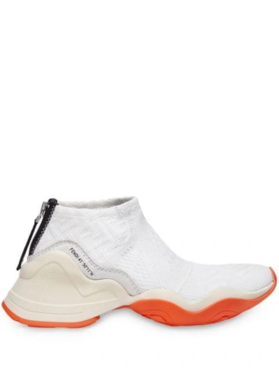Shop Fendi Ffluid Jacquard Sneakers In White
