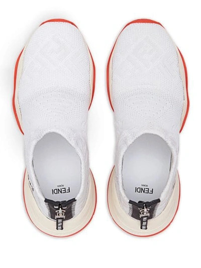 Shop Fendi Ffluid Jacquard Sneakers In White