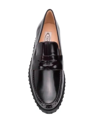 Tod's Black Loafers With Penny Bar In Black