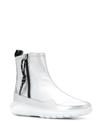 Shop Hogan Interactive Ankle Boots In Silver