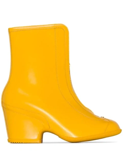 YELLOW KITT ZIP LEATHER WELLIE BOOTS