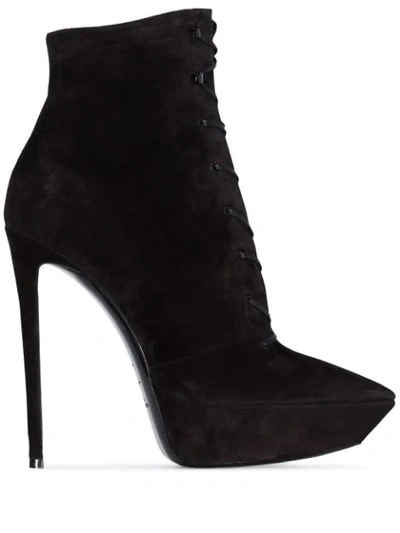 Shop Saint Laurent Betty Lace-up Ankle Boots In Black