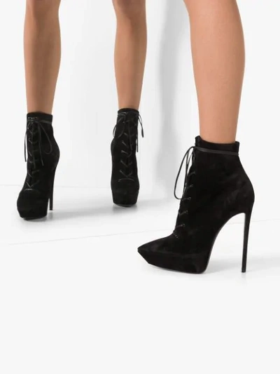 Shop Saint Laurent Betty Lace-up Ankle Boots In Black