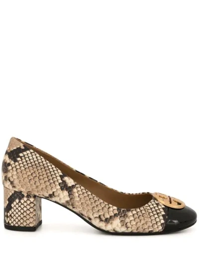 Shop Tory Burch Chelsea 50mm Snake-effect Pumps In Brown