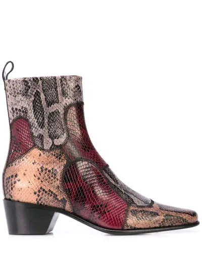 Shop Pierre Hardy Reno Patch Ankle Boots In Brown ,red