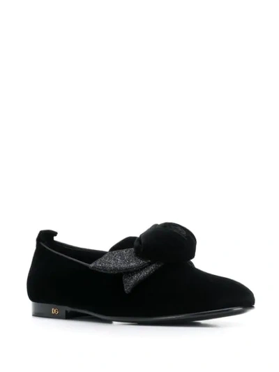 Shop Dolce & Gabbana Rose Detail Slippers In Black