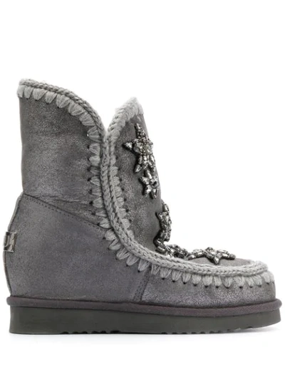 Shop Mou Crystal-embellished Boots In Grey