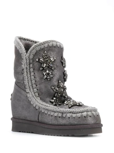 Shop Mou Crystal-embellished Boots In Grey