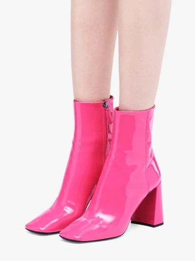 Shop Prada Square-toe Boots In Pink