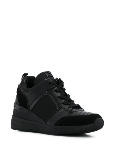 Shop Michael Michael Kors Wedge Trainers In Black