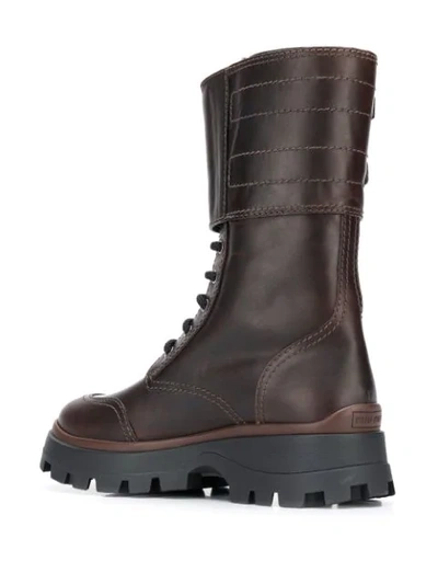 Shop Miu Miu Buckled Military Boots In Dark Brown