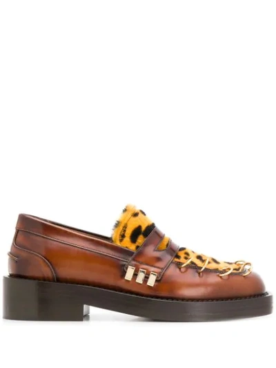 Shop Marni Leopard Panel Chunky Loafers In Brown