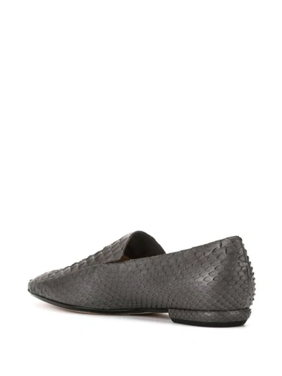 Shop Rodo Snakeskin Effect Loafers In Grey