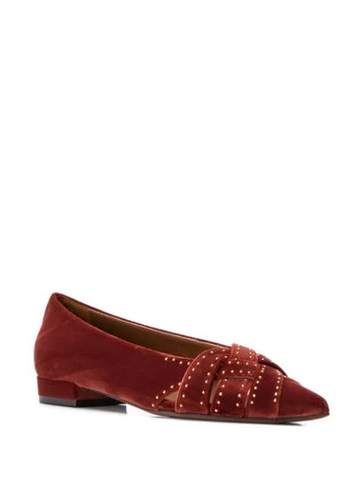 Shop L'autre Chose Studded Cut-out Detail Ballerinas In Brown