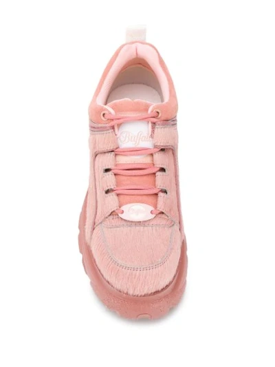 Shop Buffalo Furry Platform Sneakers In Pink