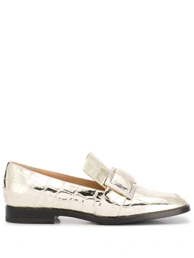 Shop Sergio Rossi Prince Loafers In Gold
