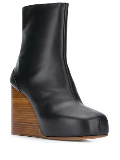 Shop Maison Margiela Wooden Wedge Ankle Boots In T8013 Black
