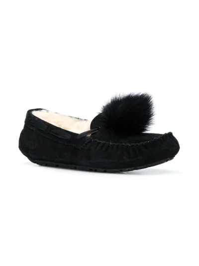 Shop Ugg Fur Trim Moccasins In Black