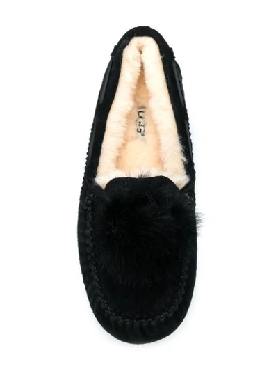 Shop Ugg Fur Trim Moccasins In Black