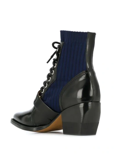Shop Chloé Lace-front Buckle Boots In Blue
