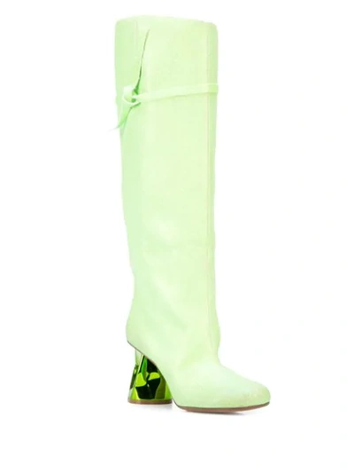 Shop Maison Margiela Metallic Heel Knee-high Boots In Green