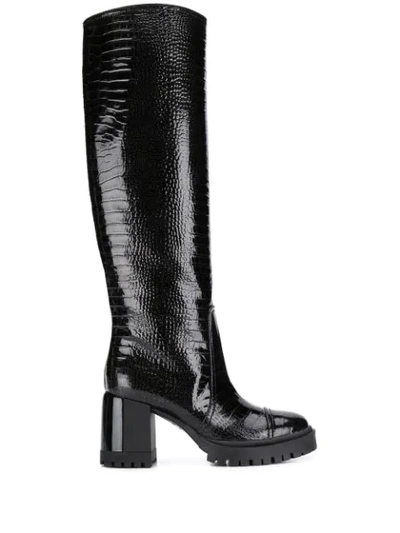Shop Casadei Funky Embossed Boots In Black