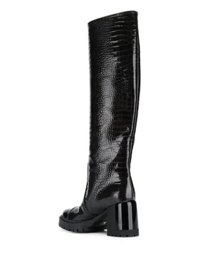 Shop Casadei Funky Embossed Boots In Black