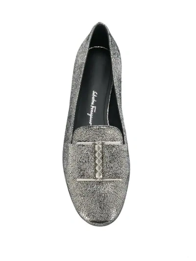 Shop Ferragamo Salvatore  Ballerina Shoes With Bow Detail - Grey