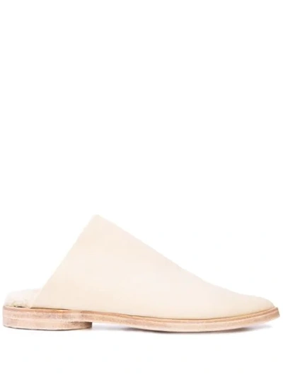 Shop Uma Wang Faux-fur Lined Slippers In White