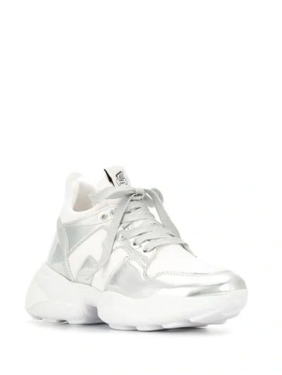 Shop Hogan Metallic Platform Sneakers In White