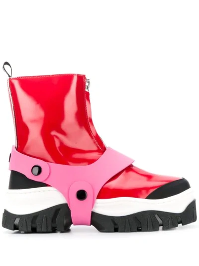 Shop Msgm Contrast Strap Boots In 18