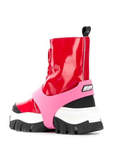 Shop Msgm Contrast Strap Boots In 18