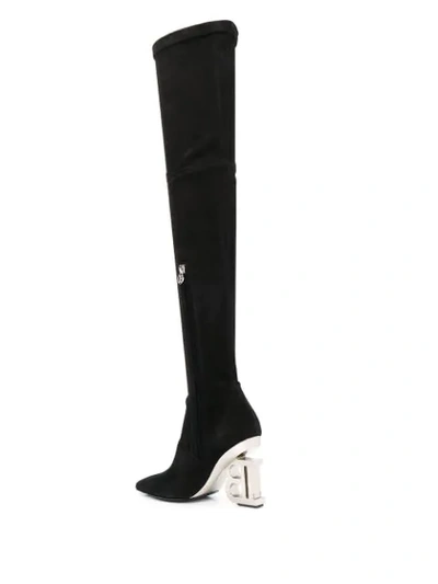 Shop Balmain 10mm Monogram-heel Boots In Black