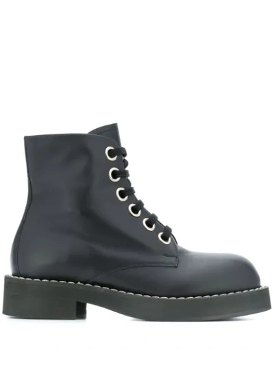 Shop Marni Lace-up Ankle Boots In Black