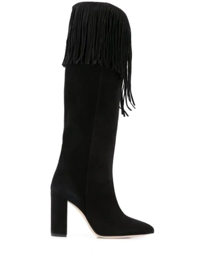 Paris Texas Fringed Boots In Black