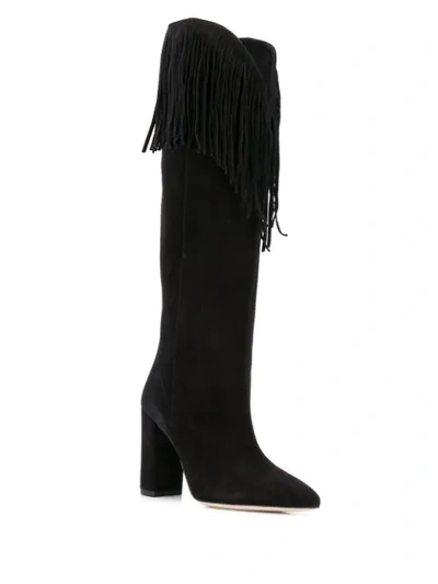 Paris Texas Fringed Boots In Black