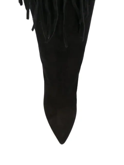 Paris Texas Fringed Boots In Black