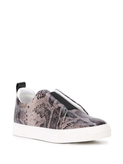 Shop Pierre Hardy Animal Print Slider Sneakers In Grey/black