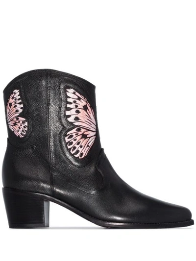 Shop Sophia Webster Shelby 50mm Butterfly Ankle Boots In Black