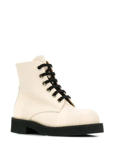 Shop Marni Lace-up Ankle Boots In Neutrals
