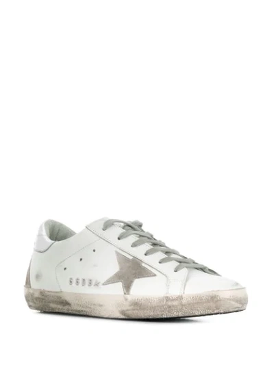 Shop Golden Goose Superstar Lace-up Sneakers In White Silver Metal Lettering