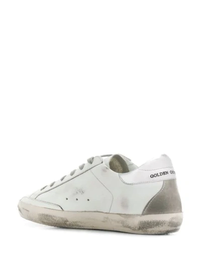 Shop Golden Goose Superstar Lace-up Sneakers In White Silver Metal Lettering