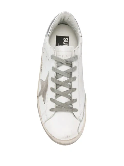 Shop Golden Goose Superstar Lace-up Sneakers In White Silver Metal Lettering