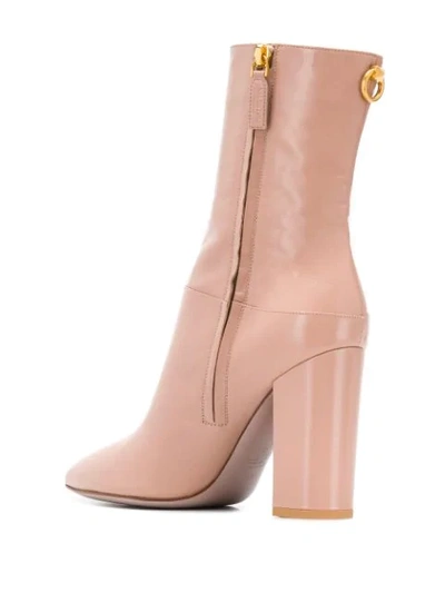 Shop Valentino Ringstud Ankle Boots In Pink