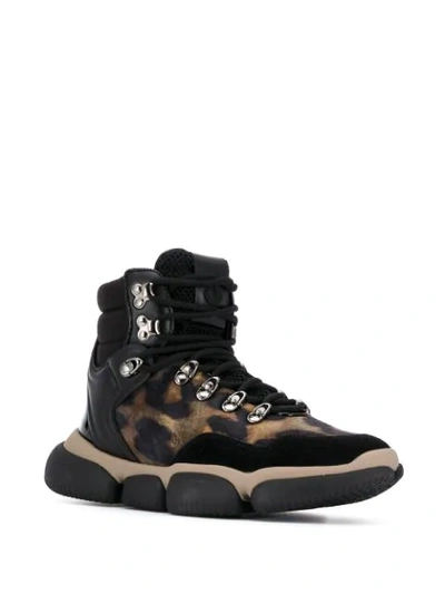 Shop Moncler Brianna Leopard-print High-top Sneakers In Black
