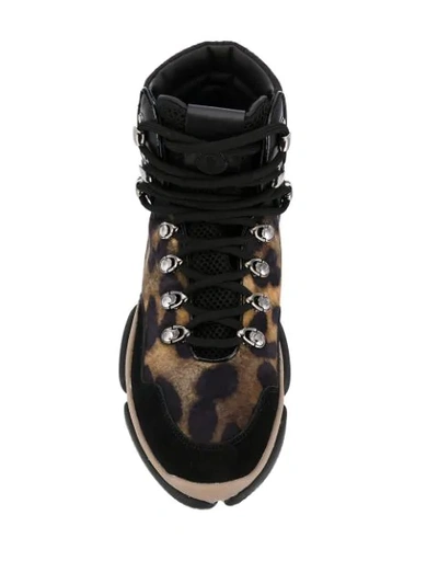 Shop Moncler Brianna Leopard-print High-top Sneakers In Black