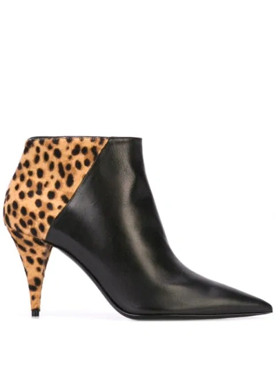 Shop Saint Laurent Kiki 85mm Leopard Print Boots In Black